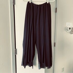 Cynthia Ashby Loose Wide Leg Black Pant with Sheer Overlay